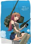  1girl antennae ground_vehicle gun mecha_musume military military_vehicle motor_vehicle original pinzu solo tank type_74 vehicle weapon 