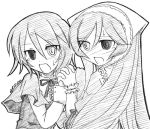  00s 2girls hand_holding heterochromia lowres monochrome multiple_girls rozen_maiden siblings sisters souseiseki suiseiseki takami_ryou twins 
