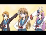  3girls asahina_mikuru asahina_mikuru_(cosplay) cosplay crossover gundam gundam_seed gundam_seed_destiny gundam_wing gundam_zz hair_ornament hare_hare_yukai meer_campbell multiple_girls nagato_yuki nagato_yuki_(cosplay) oekaki parody puru_two relena_peacecraft school_uniform sentape serafuku star star_hair_ornament suzumiya_haruhi suzumiya_haruhi_(cosplay) suzumiya_haruhi_no_yuuutsu 