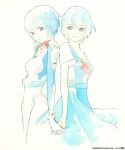 2girls ayanami_rei blue_hair dual_persona gainaxtop multiple_girls neon_genesis_evangelion plugsuit school_uniform serafuku shimura_takako 