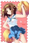  brown_hair cheerleader kantoku pom_poms short_hair suzumiya_haruhi suzumiya_haruhi_no_yuuutsu 