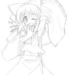  1girl armpits female hakurei_reimu hoshi_umi monochrome sketch solo touhou white_background yawning 