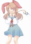  1girl animal_ears asahina_mikuru leash rabbit_ears sandlot school_uniform serafuku solo suzumiya_haruhi_no_yuuutsu 