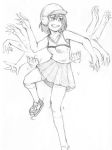  1girl akenoin akenoin_soumon baseball monochrome sketch solo suzumiya_haruhi suzumiya_haruhi_no_yuuutsu 