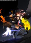  1girl bat_wings boots demon_girl fire kicking mabinogi solo succubus succubus_(mabinogi) sword thigh-highs thigh_boots weapon wings 