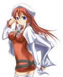  1girl aty aty_(summon_night) beltskirt big_wednesday glasses miniskirt redhead skirt solo summon_night summon_night_3 thigh-highs 