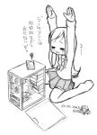  \o/ arms_up computer lowres lucy_maria_misora masakichi_(heppouku) monochrome outstretched_arms sasamori_karin sketch tears to_heart_2 translated translation_request 