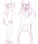  1girl cellphone footwear graphite_(medium) kneehighs luna_lia monochrome original phone school_uniform serafuku sketch socks solo traditional_media 