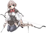  1girl aka_ume ao_ume archery arrow bow_(weapon) frills muneate original simple_background single_glove sitting solo thigh-highs wariza weapon white_background yugake zettai_ryouiki 