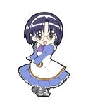  1girl aiko aiko_(renkin_san-kyuu_magical_pokaan) animated animated_gif apron ascot blue_dress blue_hair crossover dancing dress glasses hairband juliet_sleeves long_sleeves lowres magikano parody puffy_sleeves renkin_san-kyuu_magical_pokaan short_hair solo yellow_eyes 