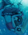  1boy 1girl curly_brace doukutsu_monogatari hug lowres quote robot_ears underwater 