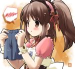  1girl :o asahina_mikuru blush boxers brown_eyes brown_hair corset eretto female long_hair male_underwear solo suzumiya_haruhi_no_yuuutsu twintails underwear waitress wrist_cuffs 