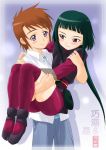  00s 1boy 1girl blush couple hetero my-hime ninja okuzaki_akira thigh-highs tokiha_takumi 