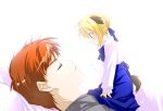  1boy 1girl animal_ears chibi couple dog_ears dog_tail emiya_shirou fate/stay_night fate_(series) hetero mikami_mika minigirl saber tail 