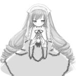  00s 1girl bangs chaudlapin drill_hair flat_chest frills hat heterochromia lolita_fashion long_hair long_sleeves monochrome ribbon rozen_maiden solo suiseiseki twin_drills twintails very_long_hair 