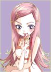  1girl anemone_(eureka_seven) eureka_seven eureka_seven_(series) hair_ornament hairclip jam licking pink_hair redhead solo violet_eyes 