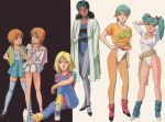  6+girls 80s aqua_hair arms_behind_head belt blonde_hair blue_eyes blue_hair blue_legwear char&#039;s_counterattack child clone clothes_around_waist coat dark_skin earrings elpeo_puru exercise flat_chest four_murasame green_eyes grey_legwear gundam gundam_zz hand_on_hip headband high_heels hips hoop_earrings jewelry lalah_sune leg_warmers leggings legs leotard lipstick makeup mary_janes midriff mobile_suit_gundam multiple_girls oldschool orange_hair pantyhose pleated_skirt pose puru_two quess_paraya sayla_mass shirt shoes short_hair siblings sitting skirt smile sneakers socks sweater sweater_around_waist thigh-highs tied_shirt twins twintails uneven_twintails violet_eyes yellow_legwear zeta_gundam zettai_ryouiki 