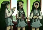  animated animated_gif green_hair laughing long_hair screencap suzumiya_haruhi_no_yuuutsu tsuruya very_long_hair 