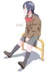  1girl blazer footwear jacket original school_uniform shiwasu_takashi socks solo 