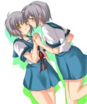  2girls dual_persona mei multiple_girls nagato_yuki school_uniform serafuku short_hair subaru_(yachika) suzumiya_haruhi_no_yuuutsu time_paradox 