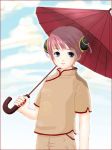  1girl china_dress chinese_clothes dress gintama kagura_(gintama) oriental_umbrella solo umbrella 