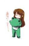  1girl animal_costume asahina_mikuru brown_hair closed_eyes costume frog frog_costume kotomaru1 long_hair solo suzumiya_haruhi_no_yuuutsu 