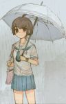 1girl rain school_uniform serafuku solo umbrella 