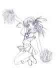  1girl cheerleader clothes_writing monochrome murakami_suigun sketch solo 