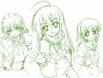  3girls alastor_(shakugan_no_shana) green hare_hare_yukai jewelry monochrome multiple_girls parody pendant shakugan_no_shana shana sketch suzumiya_haruhi_no_yuuutsu wilhelmina_carmel yoshida_kazumi 