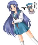  2girls asakura_ryouko blue_eyes blue_hair book cardigan chibi dutch_angle grey_hair long_hair mei multiple_girls nagato_yuki o_o open_book school_uniform serafuku simple_background subaru_(yachika) suzumiya_haruhi_no_yuuutsu upside-down very_long_hair white_background 