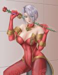  1041_(toshikazu) 1girl alternate_costume bare_shoulders breasts choker cleavage elbow_gloves gloves isabella_valentine looking_at_viewer pantyhose red_gloves solo soul_calibur soulcalibur soulcalibur_ii sword weapon 