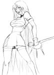  1girl dress fate/stay_night fate_(series) monochrome rider sketch solo strapless strapless_dress thigh-highs yamaguchi_homupe 