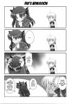  2girls 4koma comic fate/stay_night fate_(series) hard_translated monochrome multiple_girls saber tohsaka_rin translated 