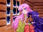  2girls 90s himemiya_anthy log_cabin multiple_girls official_art shoujo_kakumei_utena tenjou_utena wallpaper winter 