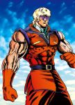  1boy 80s char_aznable crossover fujisawa_oshou gundam hara_tetsuo_(style) hokuto_no_ken kenshirou male_focus manly muscle oldschool parody quattro_vageena resized sideburns solo style_parody sunglasses zeta_gundam 