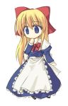  1girl blonde_hair blue_eyes doll dress female full_body long_hair lowres shanghai_doll simple_background solo touhou white_background 