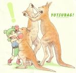  ! 1girl azuma_kiyohiko battle boxing boxing_gloves child highres kangaroo koiwai_yotsuba quad_tails scan solo yotsubato! 