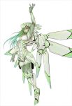  1girl android battle green lowres mecha mechanical_wings original robot solo thigh-highs wings 