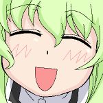 1girl :d ^_^ blush close-up closed_eyes face green_hair lowres media open_mouth pani_poni_dash! smile solo 