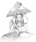  1girl female hat kirisame_marisa kukyo monochrome solo touhou witch_hat 