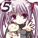  1girl 5 cat nishimata_aoi number official_art primula shuffle! solo stuffed_animal stuffed_cat stuffed_toy 