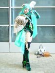  1girl boots cosplay final_fantasy final_fantasy_iv gloves green_boots green_hair photo rydia solo thigh-highs 