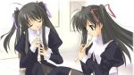  00s 2girls futakoi instrument lowres multiple_girls recorder sakurazuki_kira sakurazuki_yura sasaki_mutsumi school school_uniform serafuku siblings sisters twins twintails 