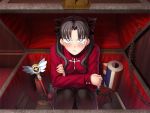  1girl box fate/stay_night fate_(series) game_cg in_box in_container lowres parody solo tohsaka_rin turtleneck two_side_up you_gonna_get_raped 