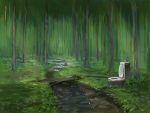  forest landscape nature no_humans scenery seo_tatsuya stream toilet tree what 