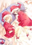  2girls christmas feet multiple_girls original present_pretty santa_costume socks sumi_keiichi 
