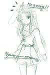  1girl araissu fang green monochrome nyoro~n school_uniform serafuku sketch solo suzumiya_haruhi_no_yuuutsu tsuruya 