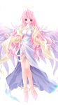  1girl angel angel_wings anklet bad_anatomy barefoot feet full_body halo highres jewelry long_hair oono_tetsuya pink_hair please_teach_my_angel poorly_drawn scarf solo transparent_background violet_eyes wings 