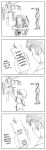  1boy 2girls 4koma cheese comic kyon long_image map_(artist) map_(blue_catty) monochrome multiple_girls nagato_yuki school_uniform serafuku smoked_cheese suzumiya_haruhi_no_yuuutsu tall_image tanabata tanzaku translated translation_request tsuruya 