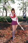  1girl asian bishoujo_senshi_sailor_moon boots bow cosplay knee_boots magical_girl over_shoulder photo polearm purple_boots purple_shoes purple_skirt red_bow sailor_saturn sailor_saturn_(cosplay) shoes short_hair silence_glaive skirt solo tomoe_hotaru weapon weapon_over_shoulder 
